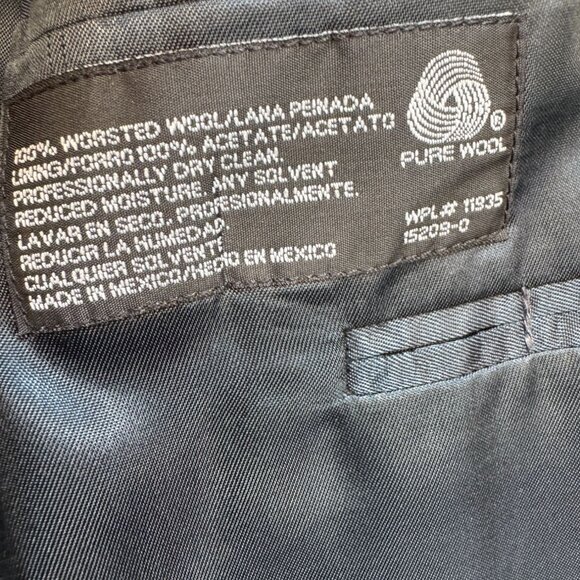 Stafford Men's Classic Fit Wool 3 Button Blazer Jacket Long Sleeve Size 46L Navy - Picture 4 of 10